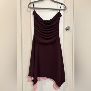 💜✨ Ruby Rox Deep Purple Strapless Asymmetrical Dress — Size L